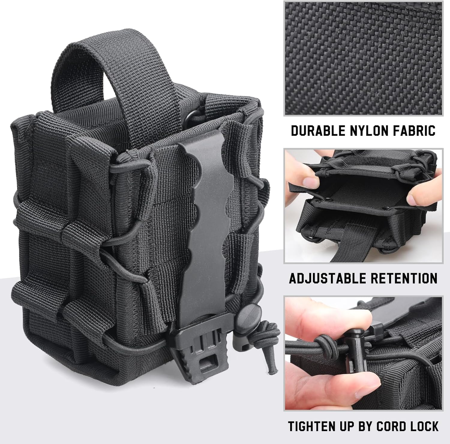 LIVANS Double Handcuff Pouch with OC Spray Holster for Duty Belt, Handcuff Holster Pepper Spray Holder Police Duty Tactical Pepper Spray Holster with Elastic Rope for Duty Belt