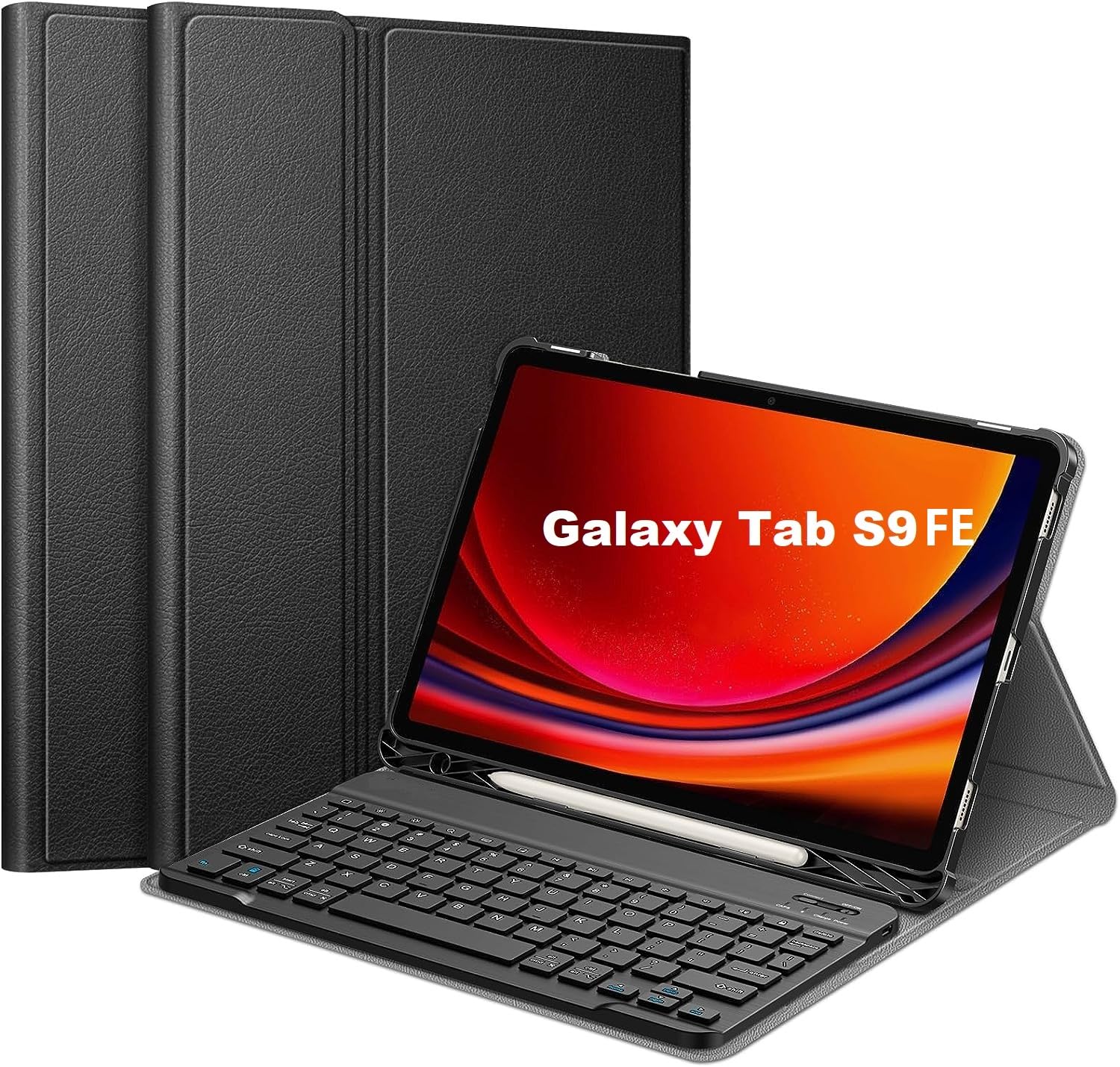Zubitech Keyboard Case for Samsung Galaxy Tab S9 FE 2023, Slim Folio Cover Removable Detachable Bluetooth Keyboard with Pencil Holder for S9 FE SM-X510, SM-X516B