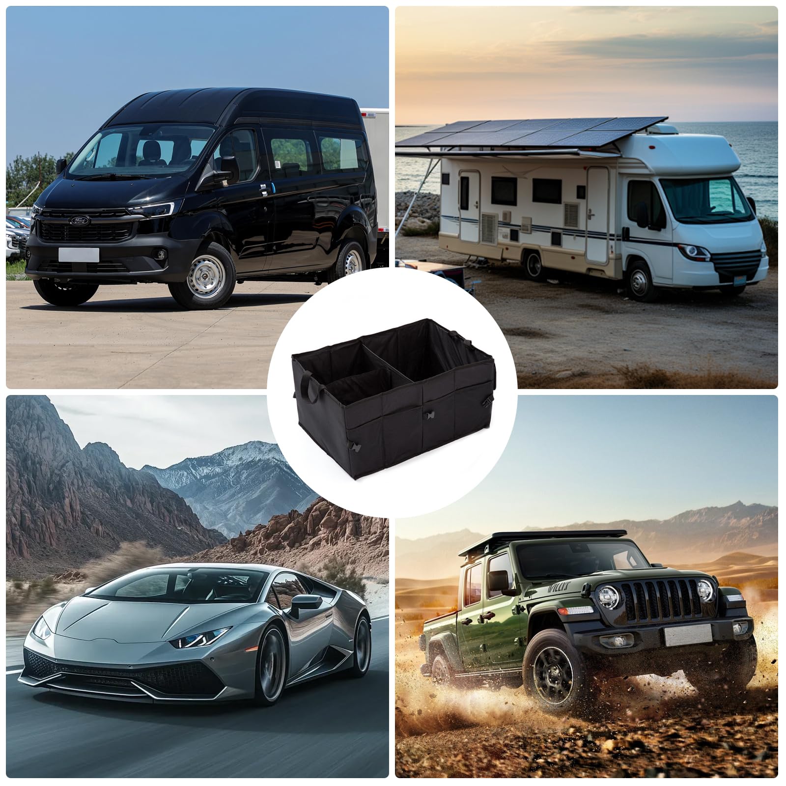 Organisateur De Coffre De Voiture Pliable - Compartiments Multiples, Rangement Voyage Et Famille