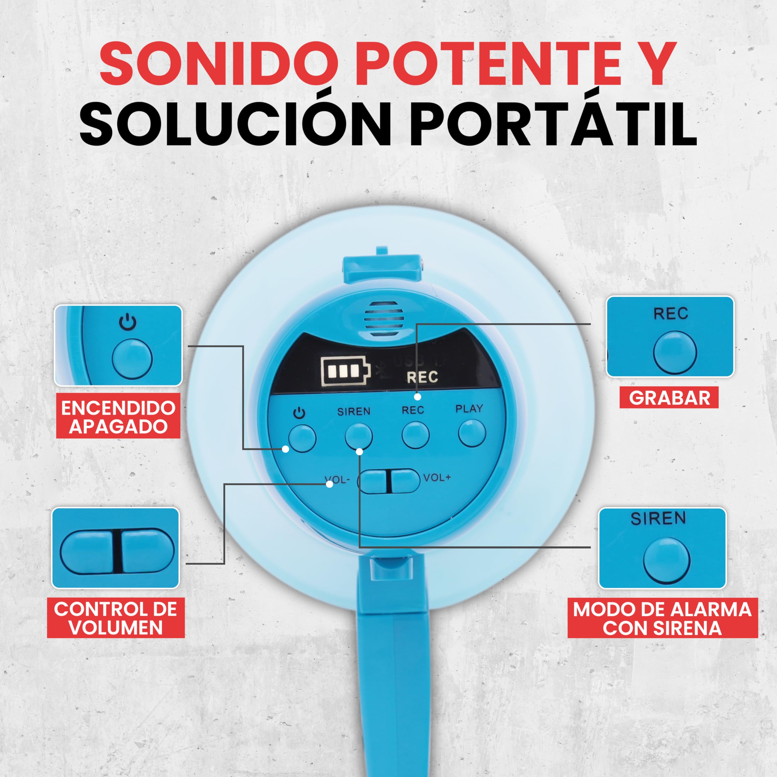 Pyle megafono, Portatil, A Prueba de Agua, Ideal para Interiores y Exteriores, Funciones de grabacion, Sirena y Musica, 30V — view 4