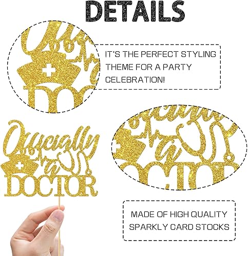 Miniatura 3 de WeBenison Glitter Official a Doctor Cake TopperFelicidades Doctor Cake DecorsDoctor Medical Graduation Party Decoraciones Oro