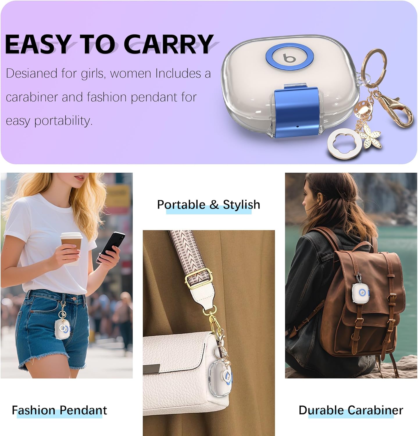 for Powerbeats Pro 2 Case with Secure Lock & Phone Stand, Soft TPU Clear Protective Cover Compatible with Beats Powerbeats Pro 2 Earbuds Accessories with Cleaner Kit & Bling Keychain (Clear) - Image 6