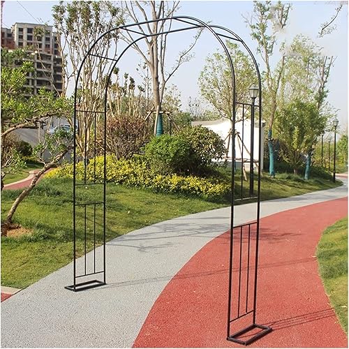 Arco de plantas trepadoras al aire libre con base, arcos grandes de boda de 47.2 in a 118.1 in, enrejado de arco de rosas de jardín de metal, para