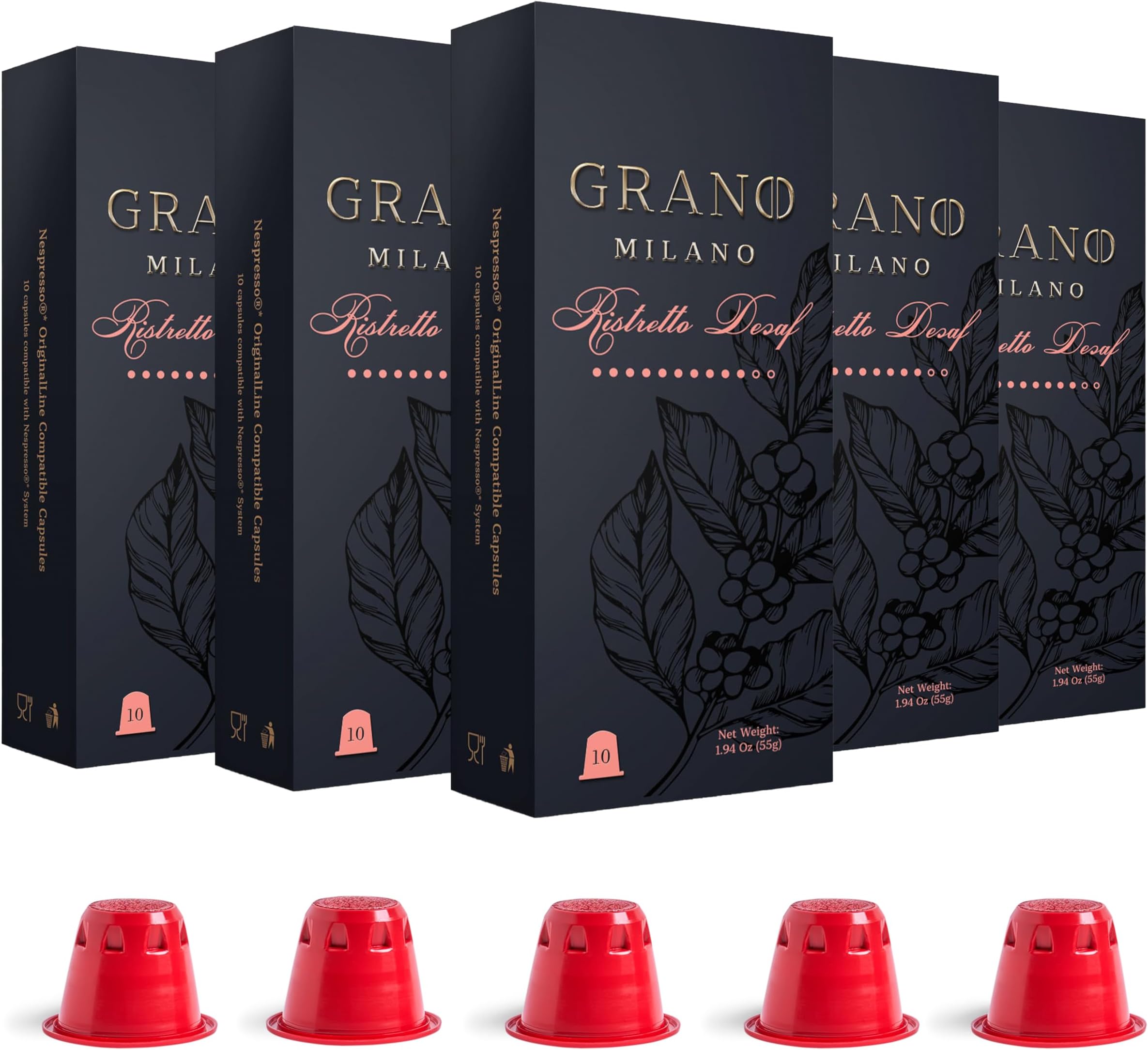 Grano Milano Coffee Capsules (Ristretto Decaf Grano, 50 Count)