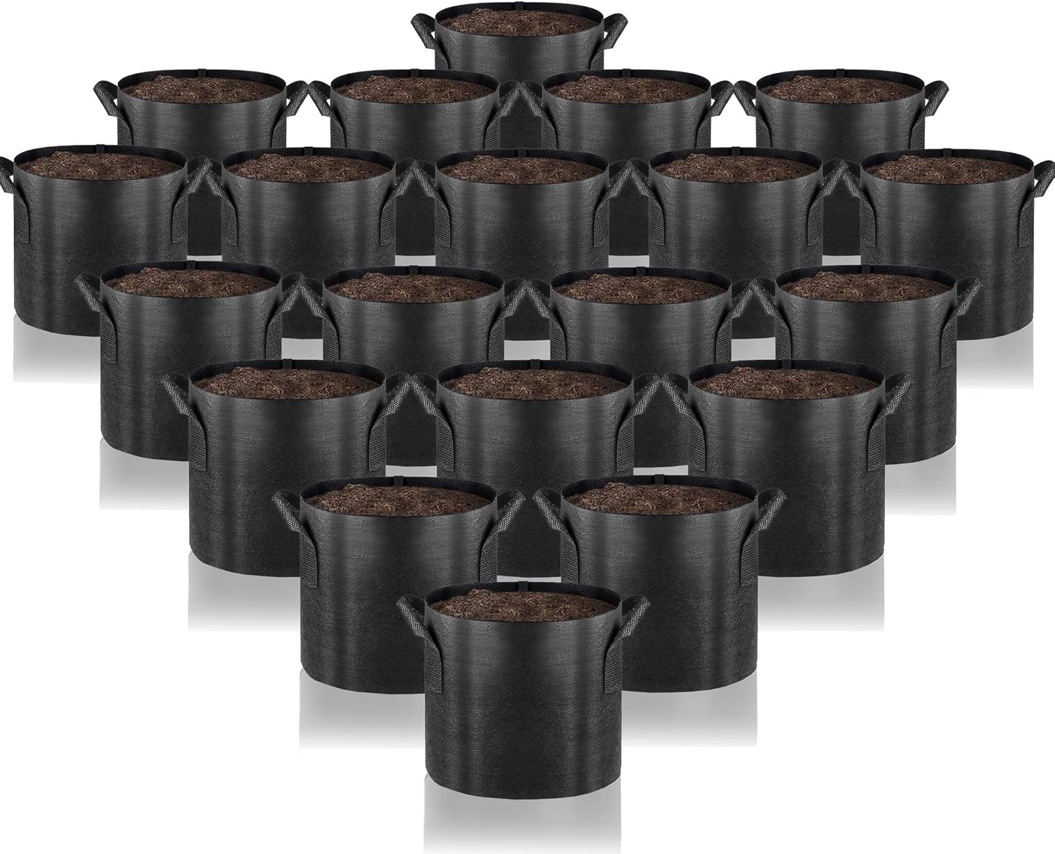 Gardenera Fabric Grow Bags - 20-Pack 2 Gallon Planters with Handles, Thickened Nonwoven Fabric for Stronger and Healthier Plants