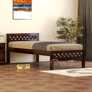 GHODELA ART Sheesham Wood Bed Without Storage Solid Wooden King Size Cot Bed Furniture for Bedroom Living Room Home (Walnu... Price In India