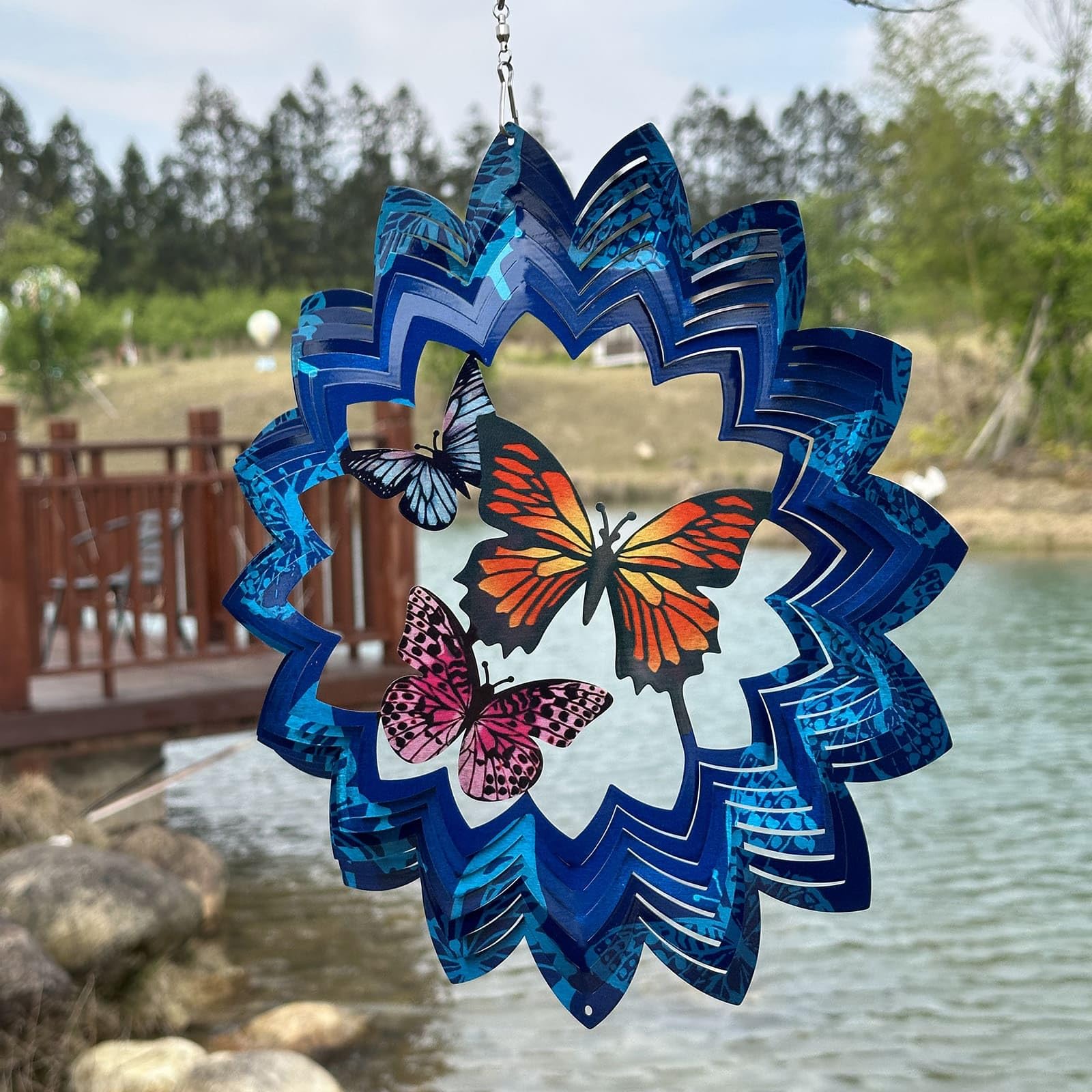 Wind Spinner Metal Outdoor - Stainless Steel Butterfly Wind Spinners for Yard and Garden, Kinetic Wind Spinner Hanging Decor - Enhance Your Outdoor Space with Metal Wind Spinners (Butterfly)