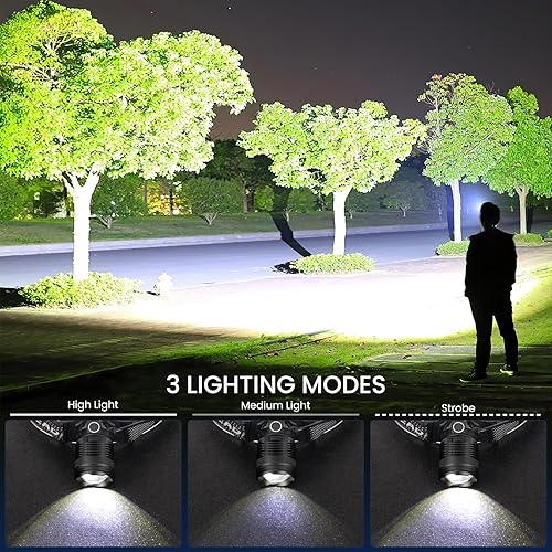 Miniatura 4 de Faro LED recargable, paquete de 2, 99000 lúmenes, lámpara de cabeza brillante, luces de cabeza ajustables de 90 para frente con 3 modos, larga