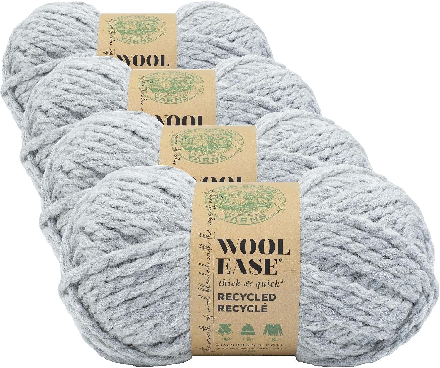 Lion Brand Yarn Wool-Ease T&Q Recycled, Bulky Yarn for Crochet, Red, 1 Pack