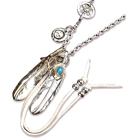 Amazon Silverkyasya フェザーネックレス 925 銀 羽根 ペンダント メンズ カスタム シルバー925フェザーネックレス 金爪 先金 ターコイズ 特大フェザー2枚 豪華 ネックレス 通販