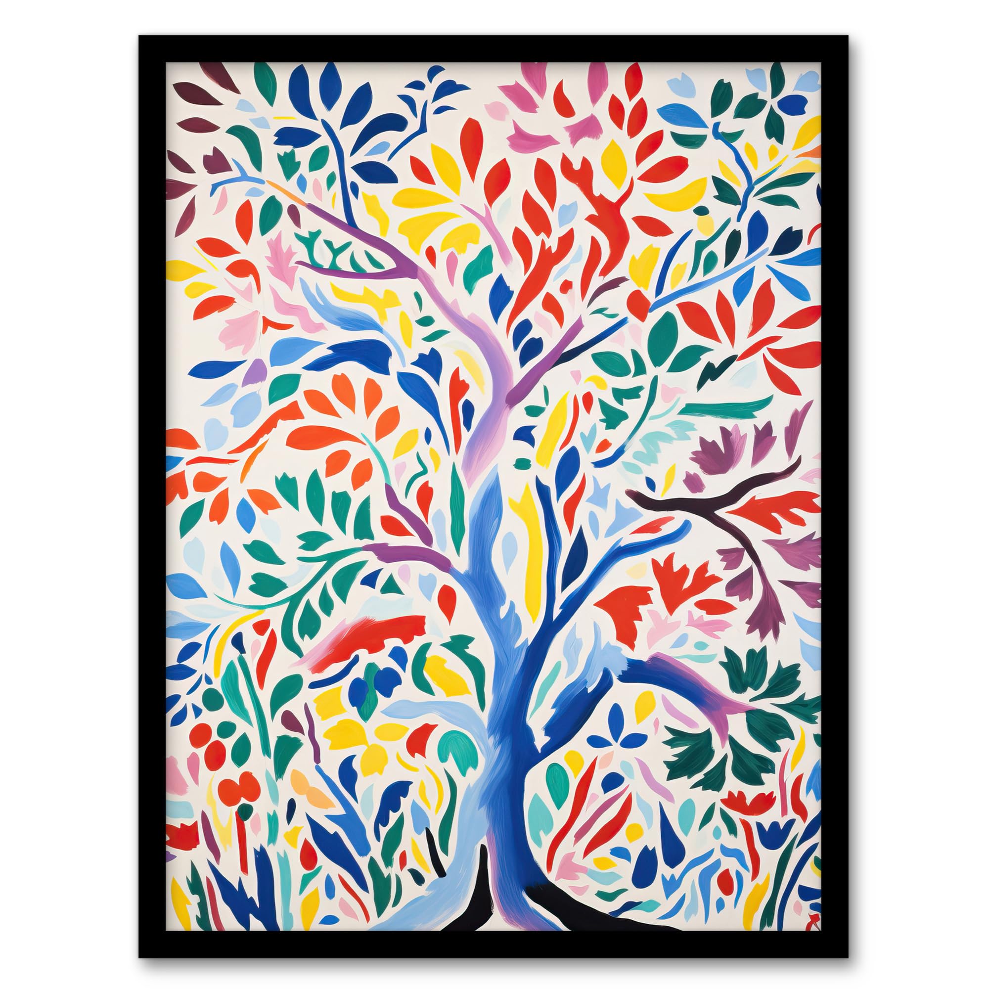 Artery8 Henri Matisse Style Tree Multi Coloured Forest Nature Artwork Framed Wall Art Print A4