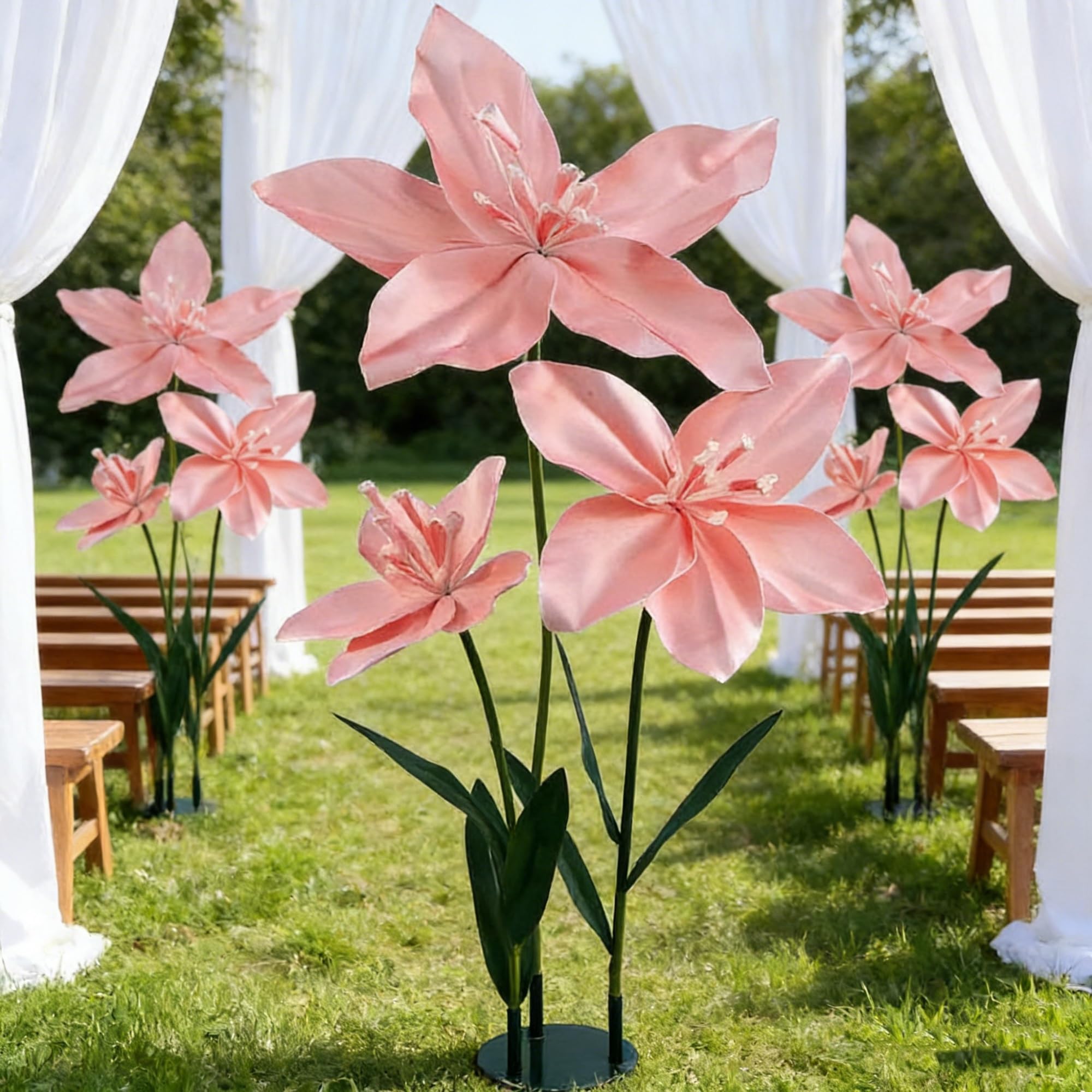 Decoración de flores artificiales, arreglo floral hecho a mano con base para fondo de recepción de boda y decoración del hogar
