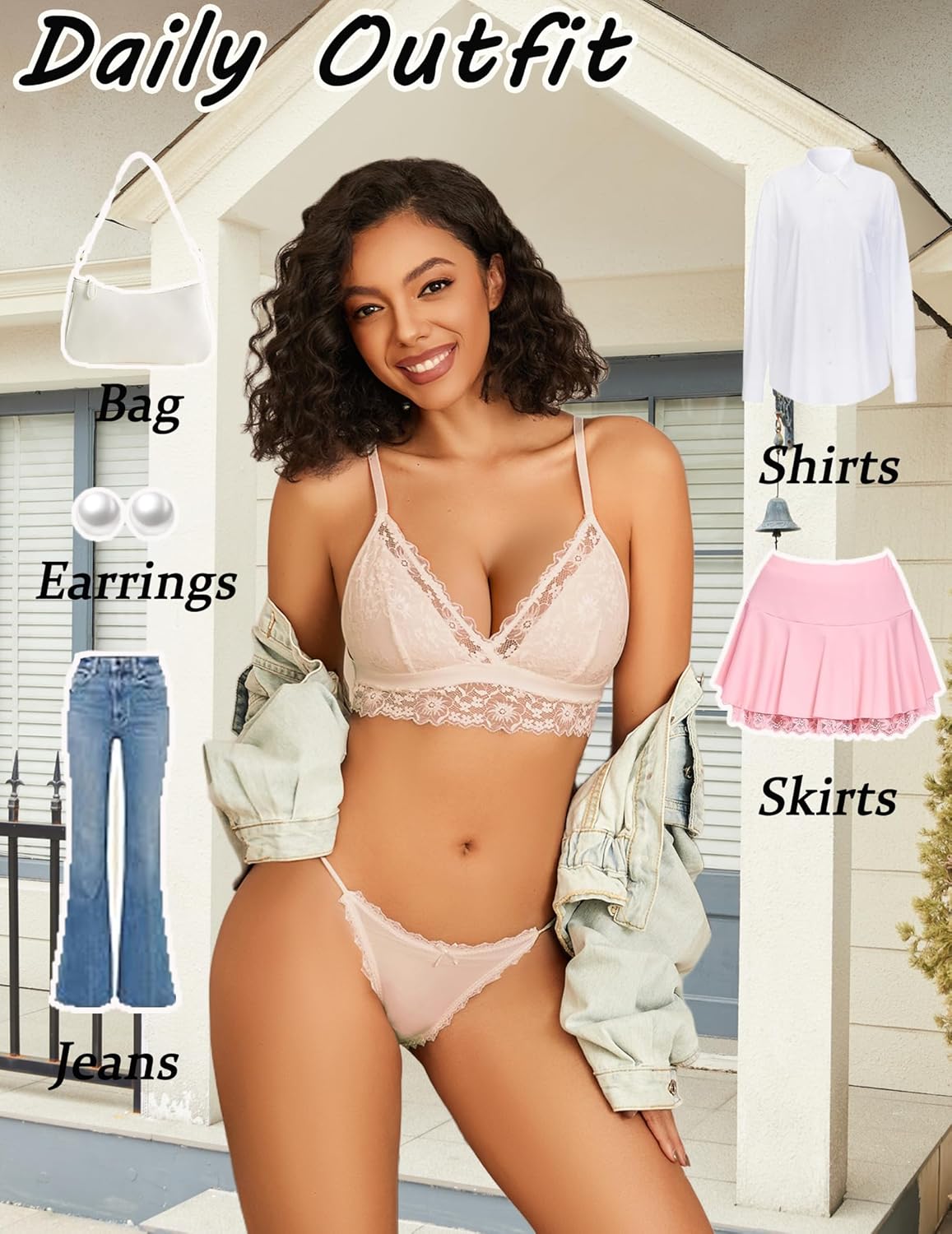 Avidlove Lace Bralette for Women Sexy Wireless Bralettes Non Padded Bralette V Neck Minimizer Lingerie - Image 2