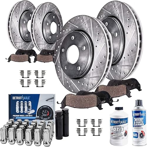 Miniatura 91 de Detroit Axle - Kit de freno delantero para Ford Explorer Mercury Mountaineer 2002-2005 Bujes de rodamiento de rueda perforados y ranurados rotores