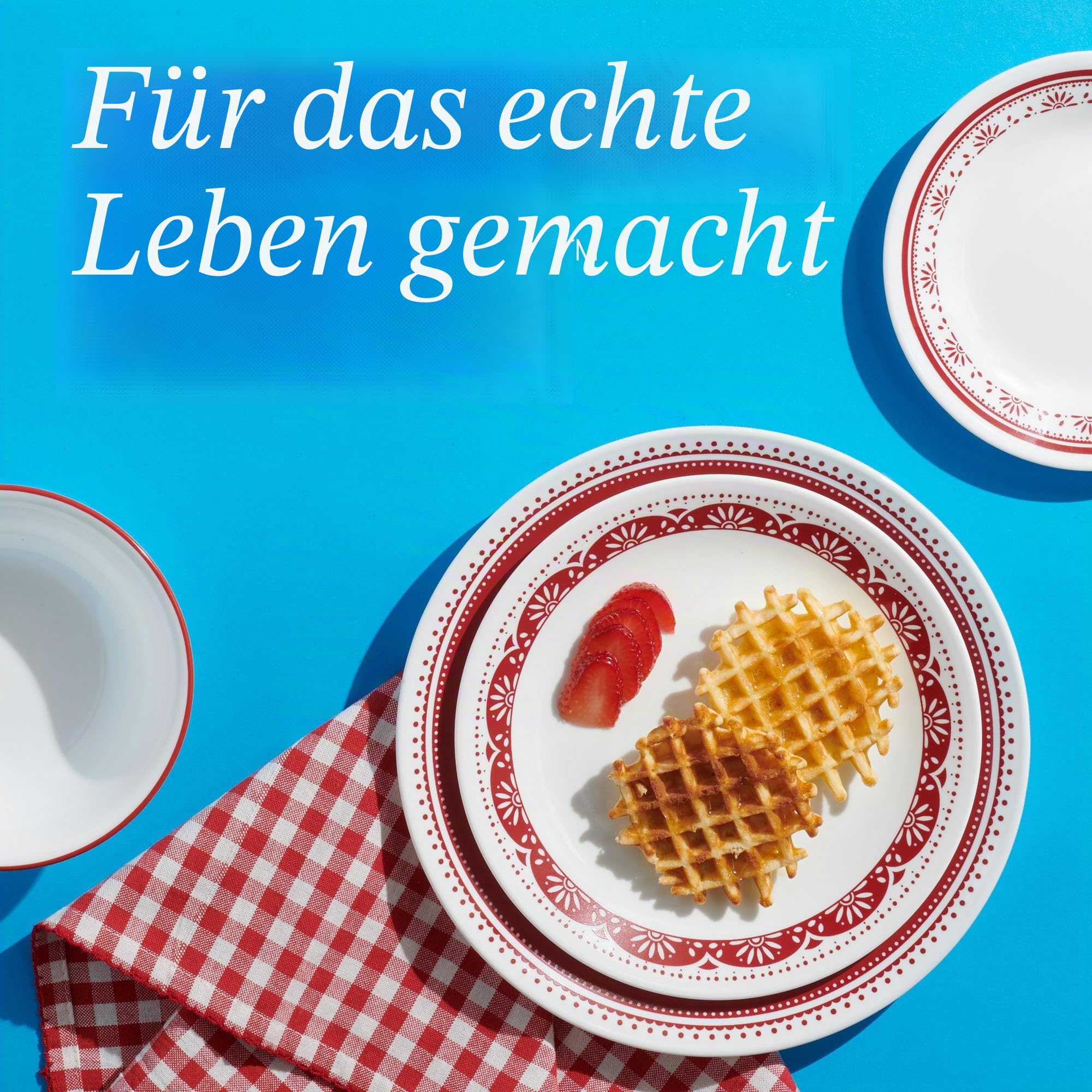 Corelle Everyday 18-teiliges Geschirr-Set, Service für 6 Personen, langlebig und umweltfreundlich, Glasplatte und Schüssel mit höherem Rand, mikrowellen- und spülmaschinenfest, Sadie