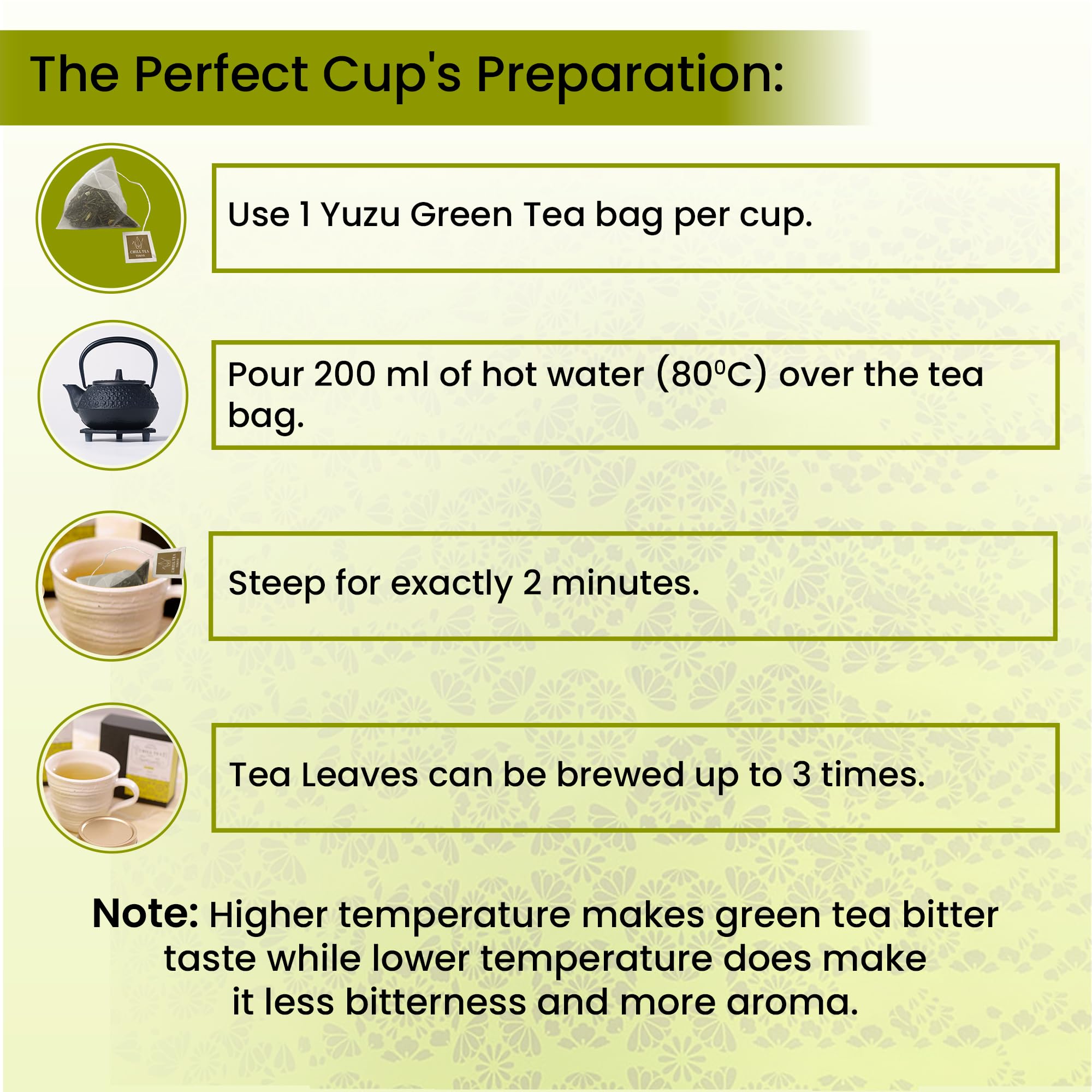 Yuzu Zitrus Grüntee von CHILL TEA Tokio - 100% Japanischer Grüntee - Plastikfrei, natürlichen teebeutel - Frischer Geschmack (30 Teebeutel)
