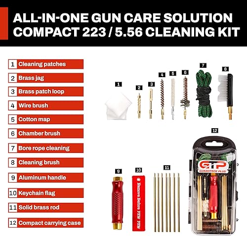 Miniatura 8 de Gun Cleaning Kit .2235.56, .223, Rifle Cleaning Kit 5.56 - Complete Maintenance & Repair System with Brushes, Mop, Brass Jag, Bore Rope Cleaner,