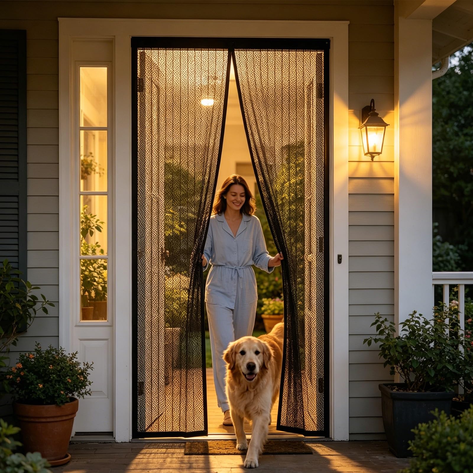 Mosquitera Magnética para Puerta 147 x 210 cm Adsorción Magnética Plegable Fácil de Instalar Mosquitera Puerta a Prueba de Gatos para Puertas de Salón Balcón Corredor, Negro