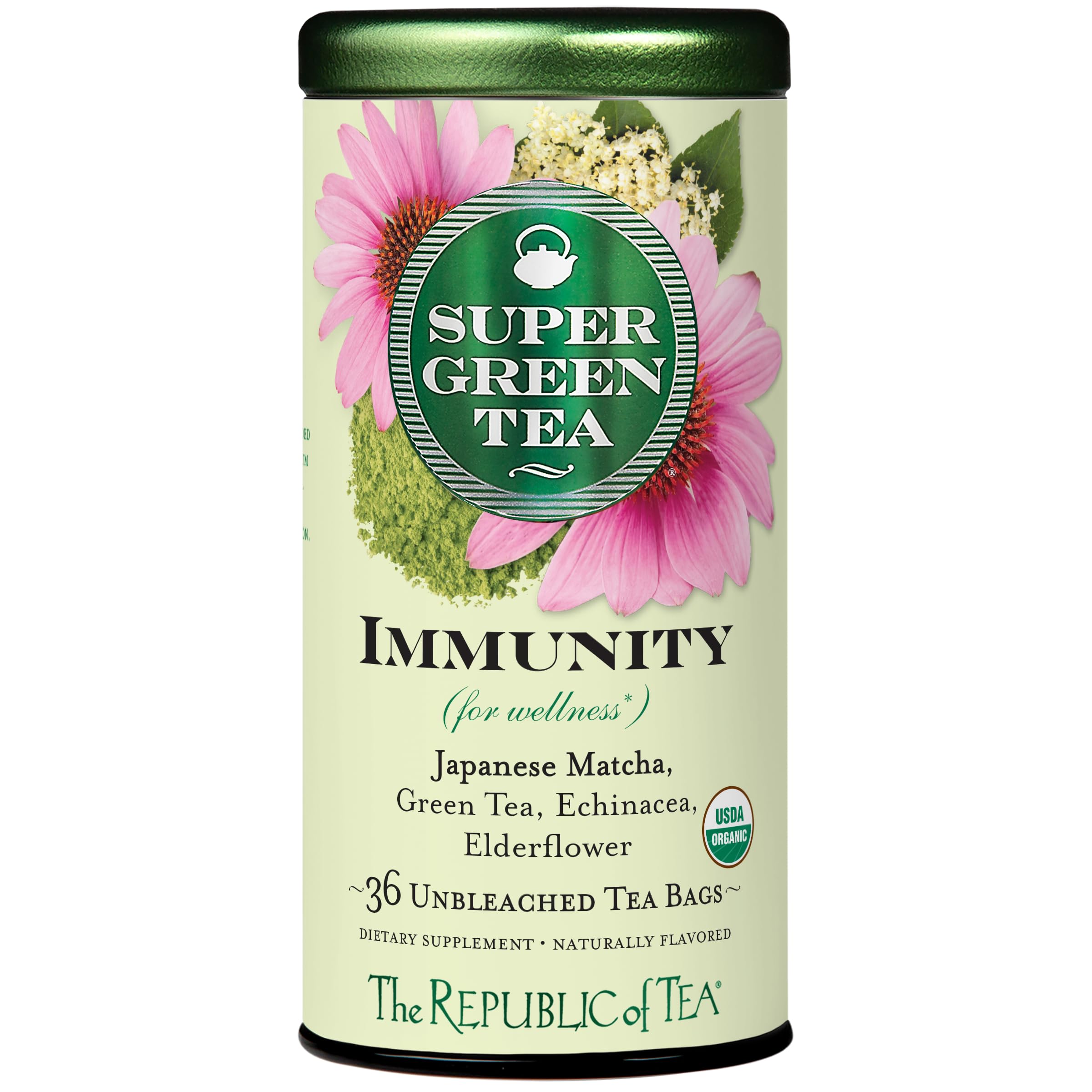The Republic of Tea – Organic Immunity SuperGreen Green Tea, 36 Tea Bags, Wellness Support, Gluten Free