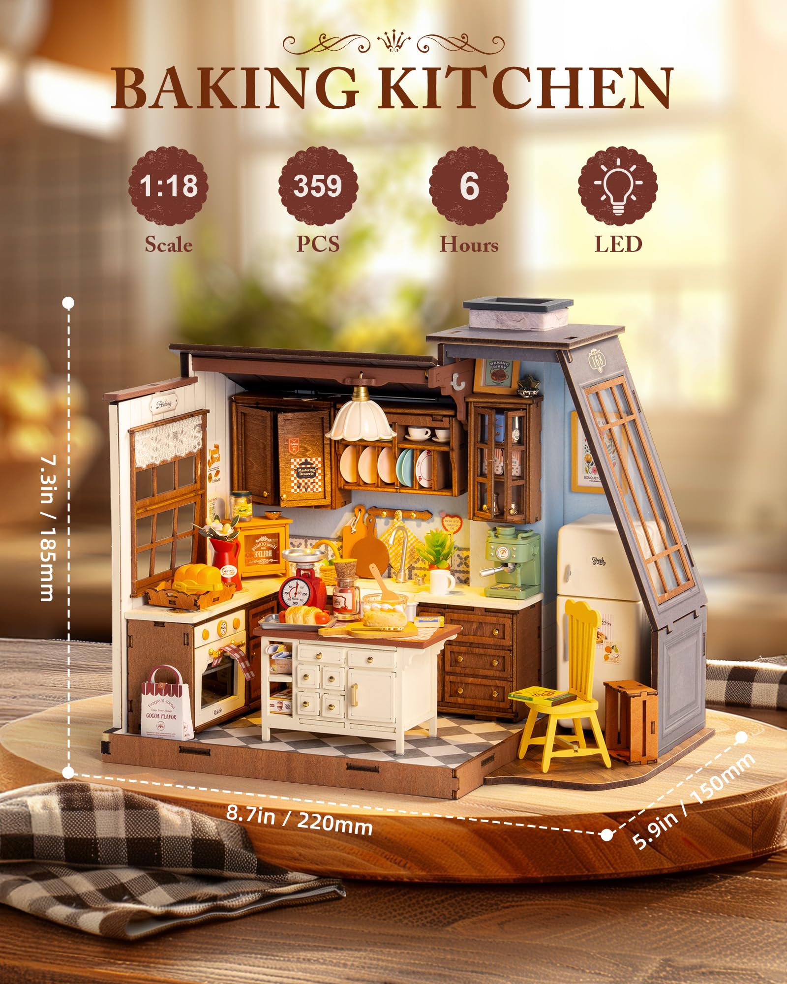 Rolife Poppenhuizen miniatuur houten poppenhuis met meubels voor volwassenen (huiselijke keuken