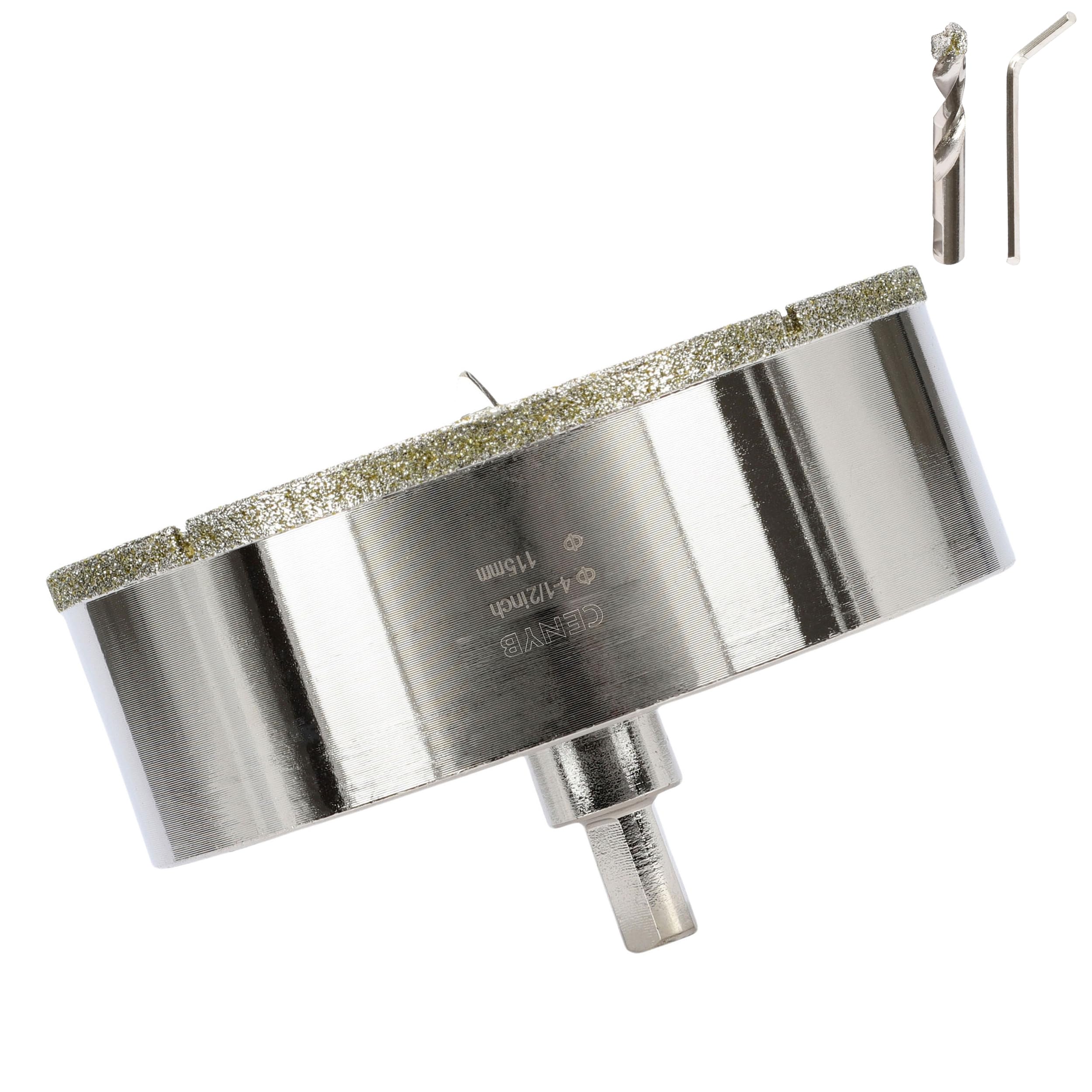 4-1/2inch | 115mm Diamond Hole Saw with Center Drill bit and Diamond-Coated Center Drill bit for Ceramic Glass Marble Fiberglass Granite and Porcelain