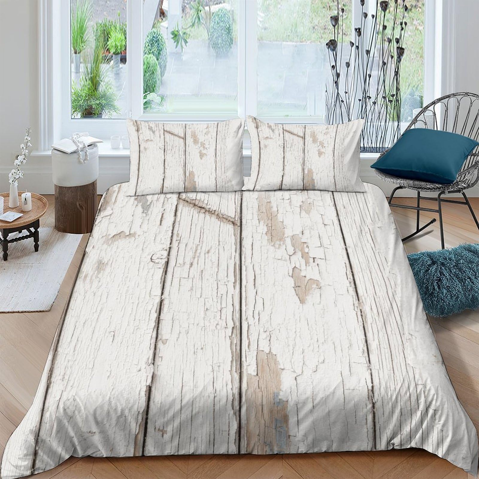 Ctjqhvkz Style-4 3D Printed Rustic Wood Fitted Sheet Microfiber Soft Bedroom Decor Vintage Plank Bed Cover For Mattress Protection Home Single（135X200cm）