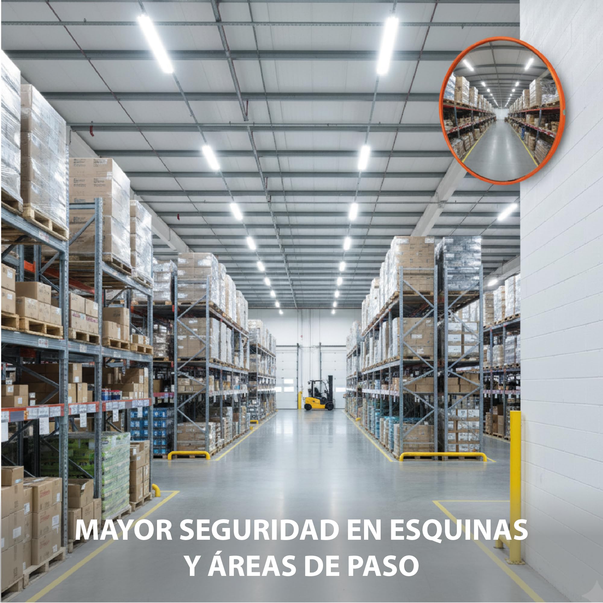 EberSign – Espejo Convexo de Tráfico Ø45 cm | Espejo de Seguridad para Interor con Ángulo de Visión | Resistente a Intemperie e Impactos para Garajes, Calles y Esquinas
