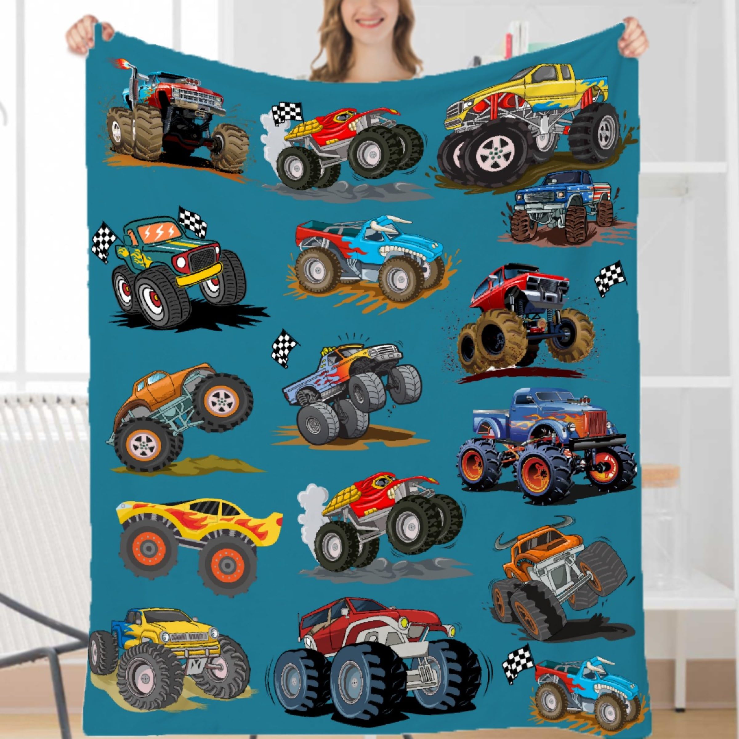 Ottoy Mon-Ster Truck Blanket Gifts Mon-Ster Truck Soft Lightweight Blankets for Boys Girls Mon-Ster Truck Cozy Air-Conditioning Quilts Blanket Decor for Couch 50