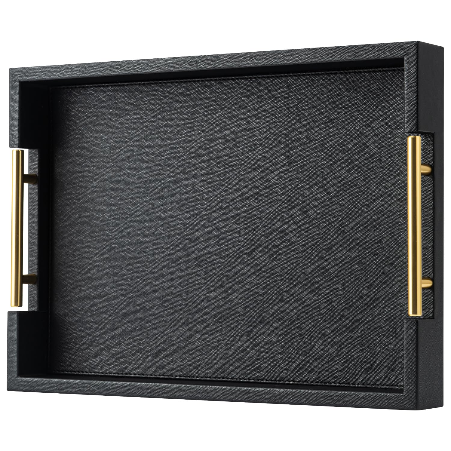 SYYSY Black Rectangle Serving Tray with Gold Handles