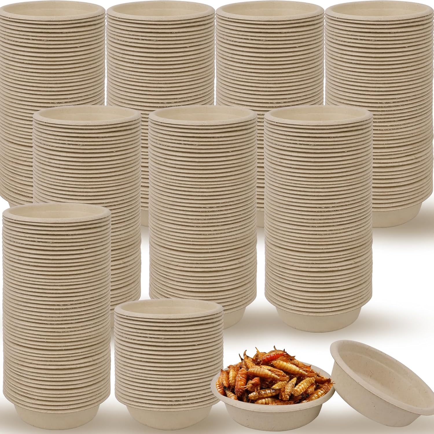 400 Pcs 1 oz Paper Feeding Cups, Food and Water Cups for Small Gecko, Lizards, Spiders, Reptiles – Feeder Dish Bowl Ledge Accessories for Pets
