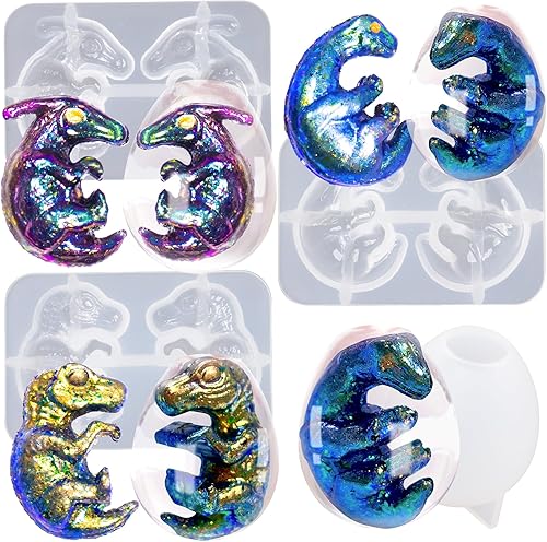 Moldes de resina de dinosaurio, huevos jurásicos, embrión de epoxi, suministros de fundición de epoxi, paquete de 4 brachiosaurus giganotosaurus