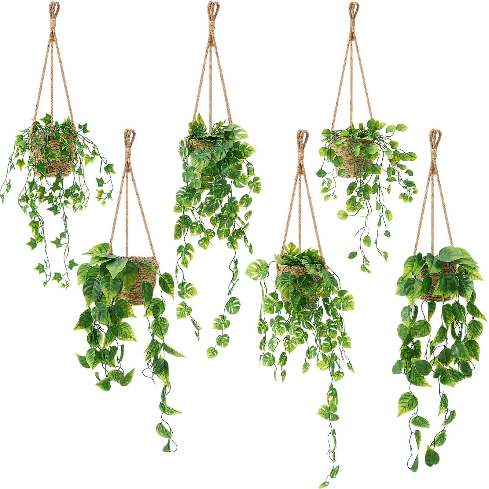 Photo 1 of FineCheer 6pk Mini Artificial Hanging Plants with Baskets