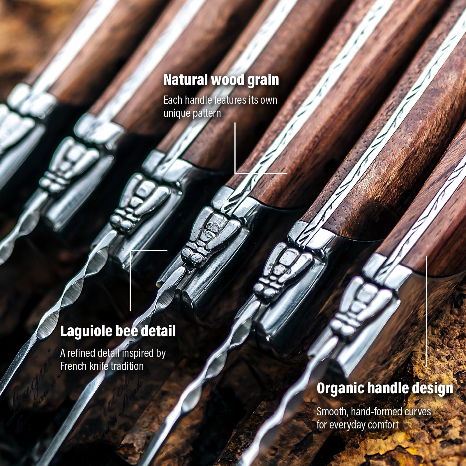 Laguiole Style de Vie Steakmesser Luxury Line, 6-teilig, Olivenholz