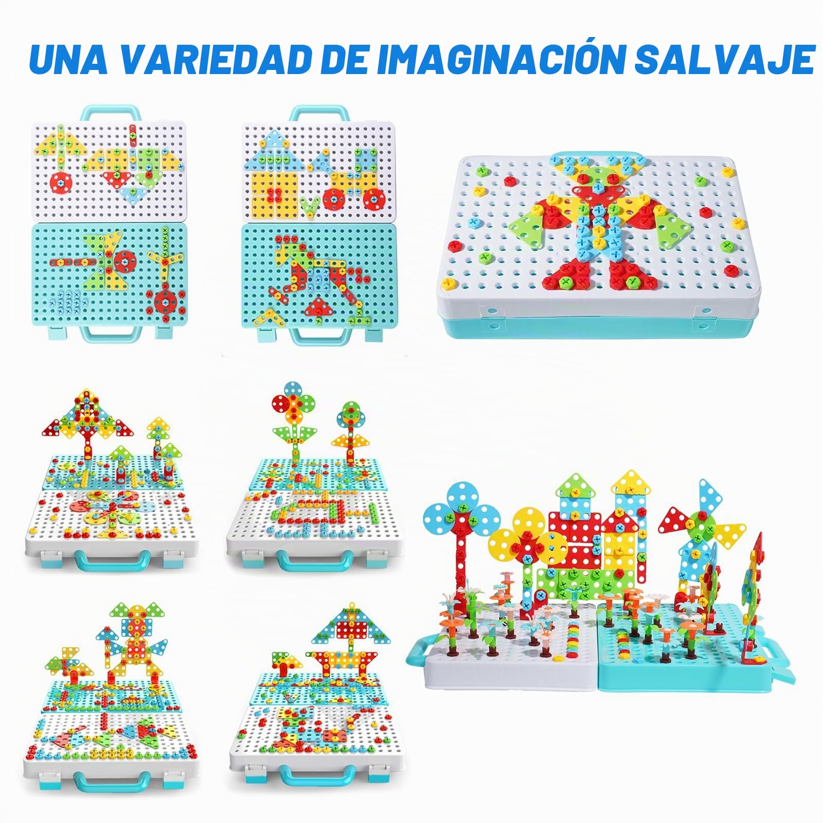 Ark miido Juguetes Niños 3 4 5 6 Años Herramientas Juguete Puzzles 3D Construcciones para Niños Manualidades con Taladro Eléctrico Mosaicos 399 Pcs Juegos Educativos Regalos Juegos de Mesa