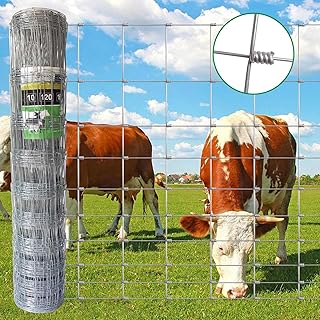 Livestock Fence, 4ft X 164ft Galvanized Wire Field Wire Fencing, Cattle Fence, Deer Fence, Heavy Zinc Coating Farm Fence Used to Hog Goat Fencing for Yard and Field Hog Horse