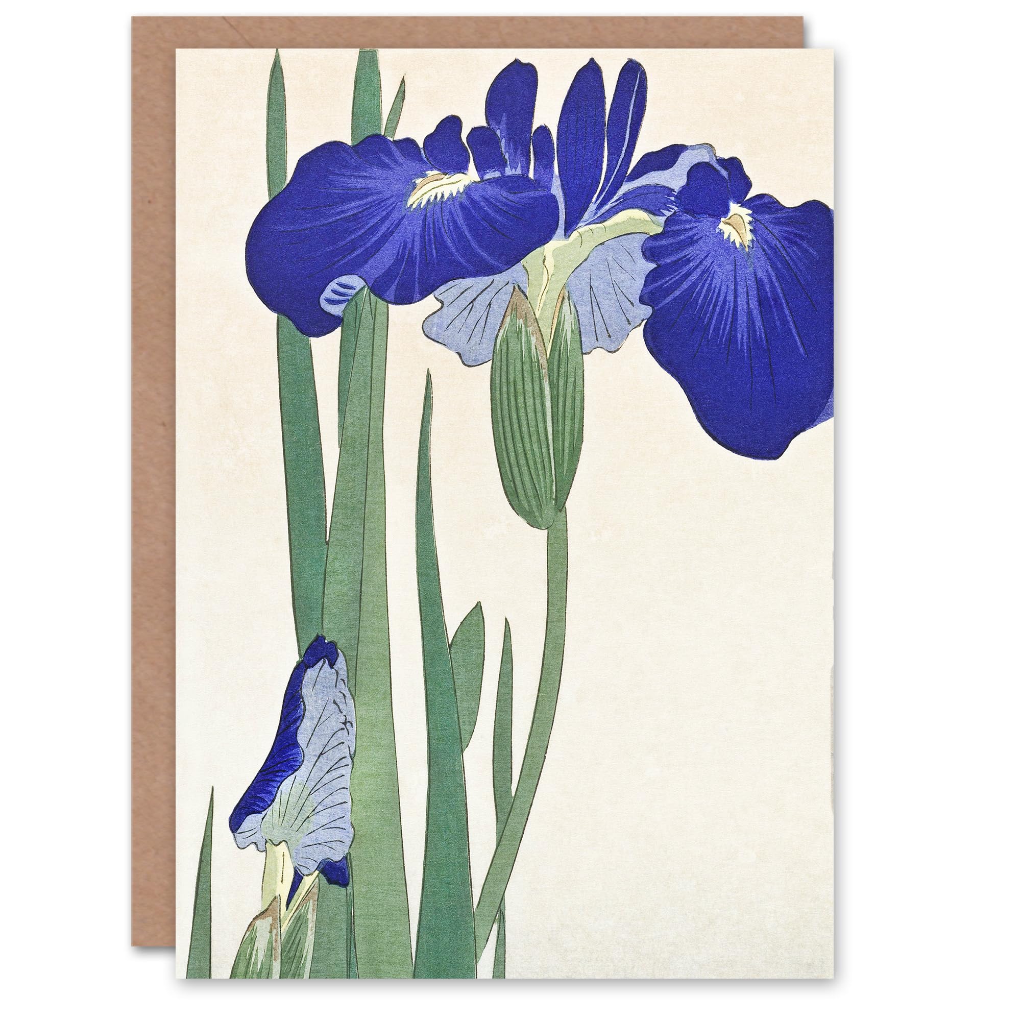 Artery8 Ohara Koson Art Card Blue Irises Vintage Japanese
