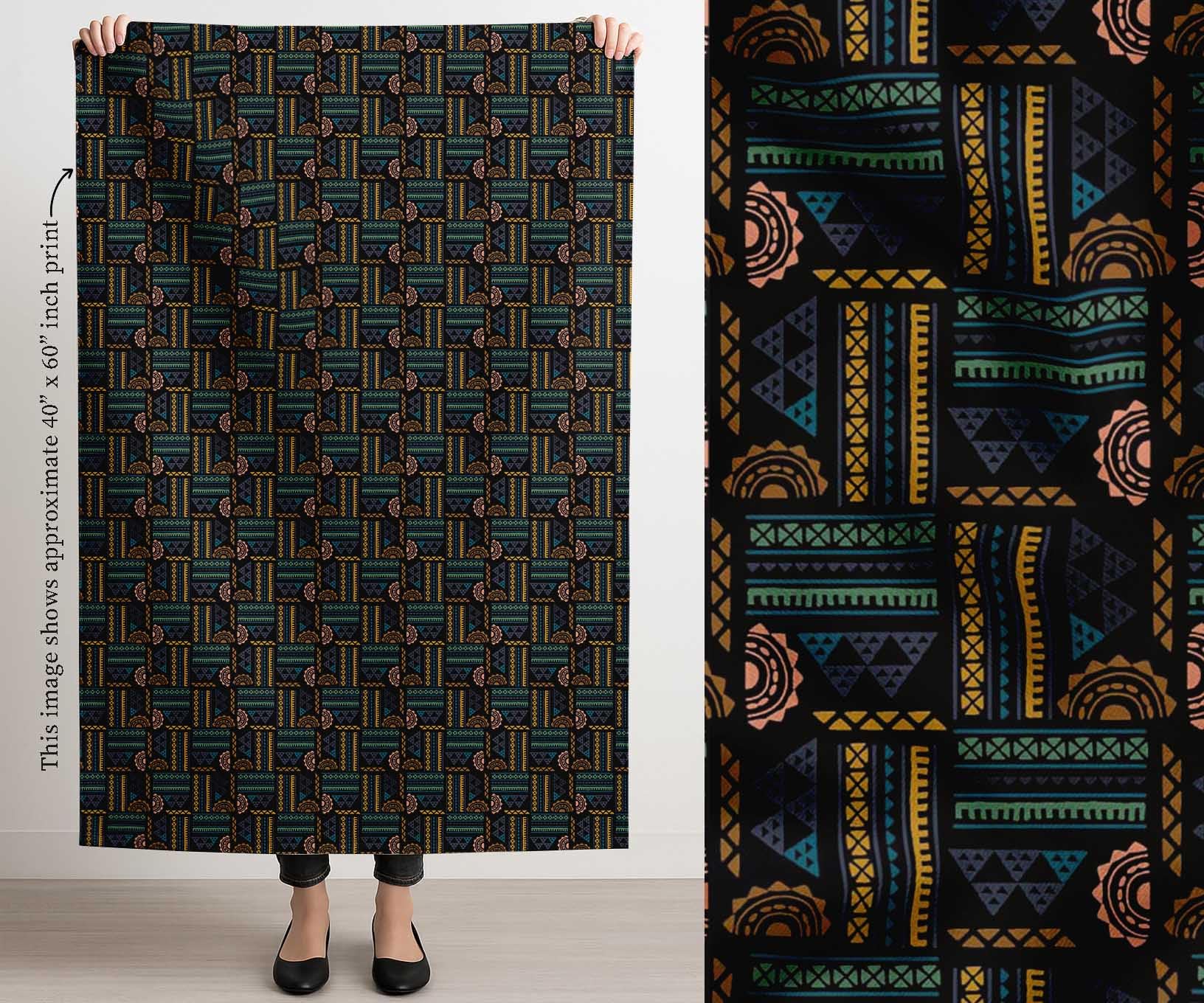 Soimoi Toile de coton au mètre | Imprimé patchwork noir | 142 cm de large | Matériau résistant et de poids moyen pour l'ameublement, les sacs, les rideaux et les loisirs créatifs