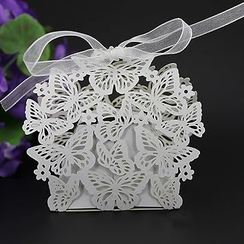 100-PACK Laser Cut Lovely Gift Butterfly Wedding Favor Box Birthday Shower Party Candy Boxes Bomboniere