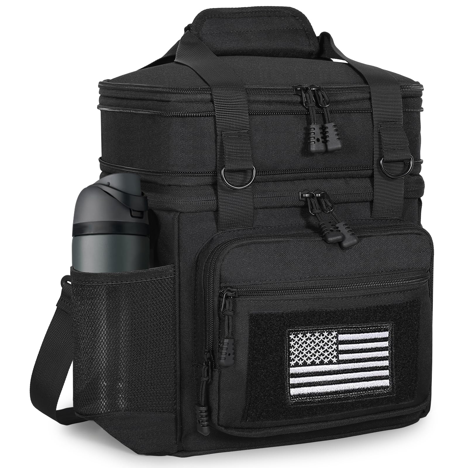 GLENKEY Double Deck Insulated Lunch Box Expandable Large Lunch Bag Leakproof Cooler Bag Lunch Pail for Men Women