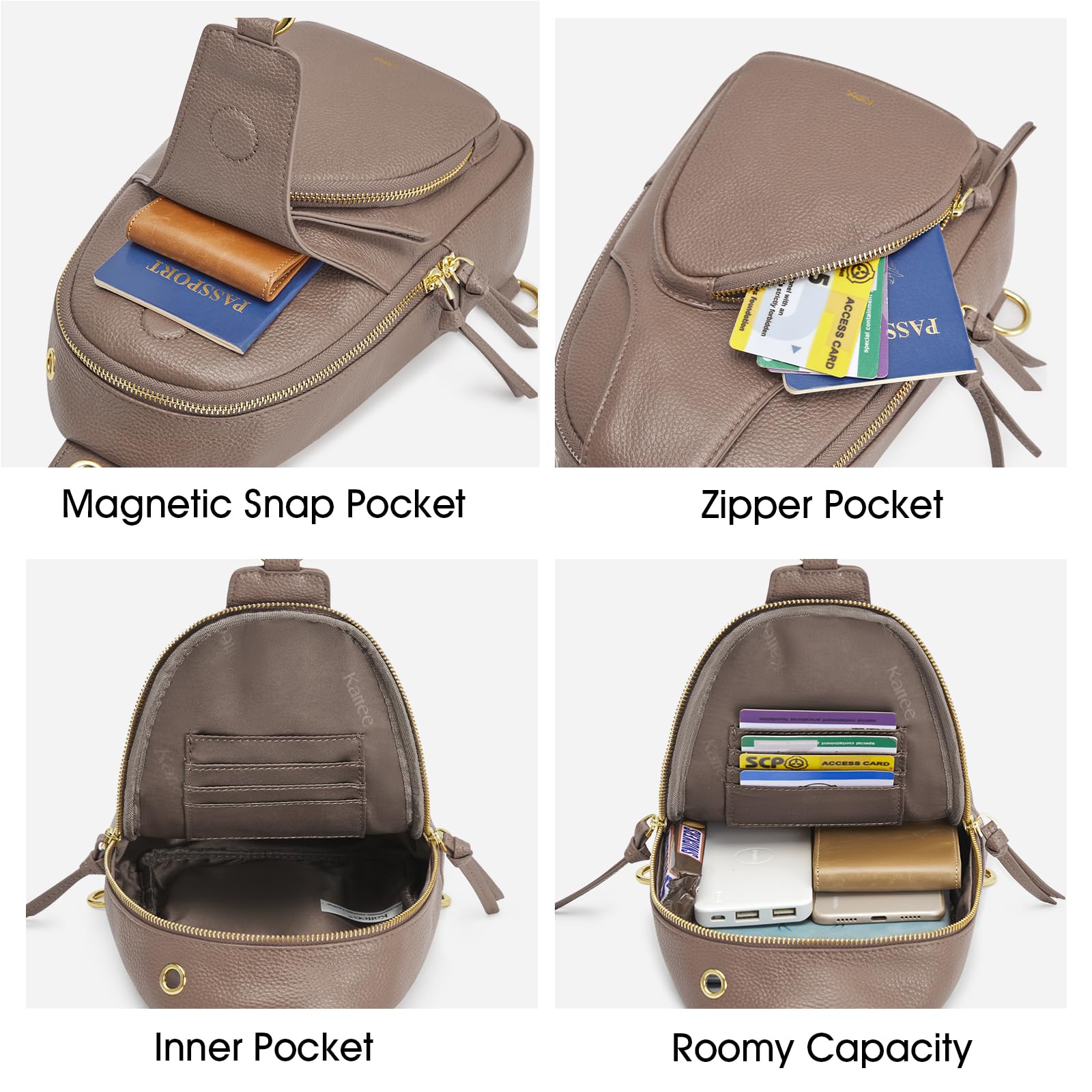 Kattee Torba na ramię dla kobiet, skórzana saszetka dla kobiet, torba crossbody, mała torba na klatkę piersiową z blokadą RIFD