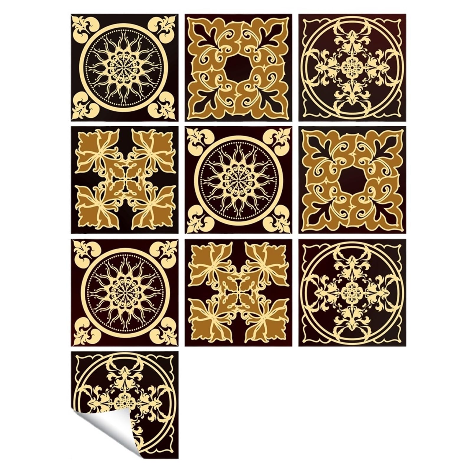 Autocollants carreaux céramique adhésifs multicolores cuisine 10 pièces