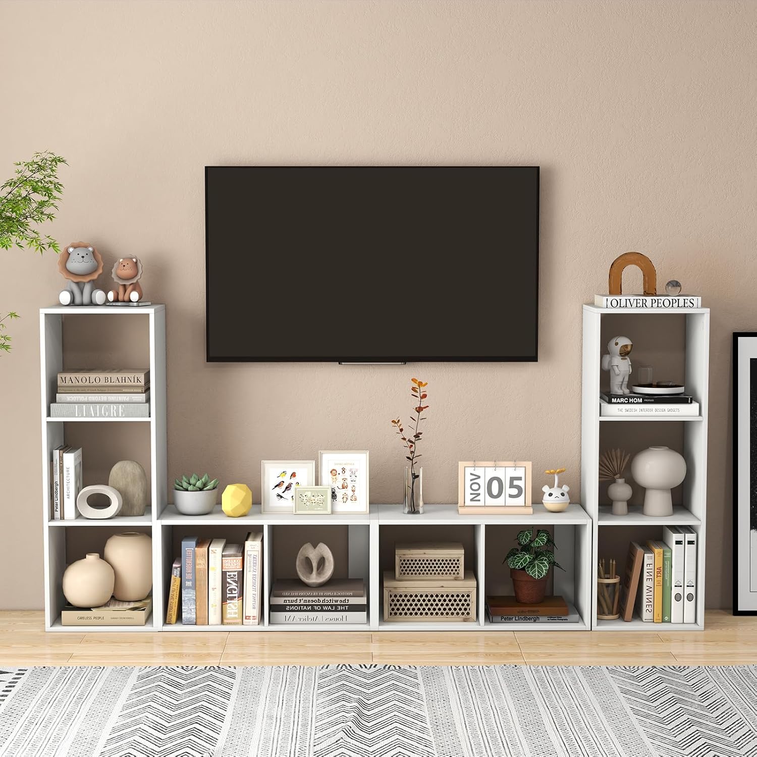 2 Cube Storage Organizer, 2 Tier Floor Standing Bookcase, Small Bookshelf for Small Spaces, Wooden Open Display Shelf for Living Room, Bedroom, Study, White Bookshelf with Open Back