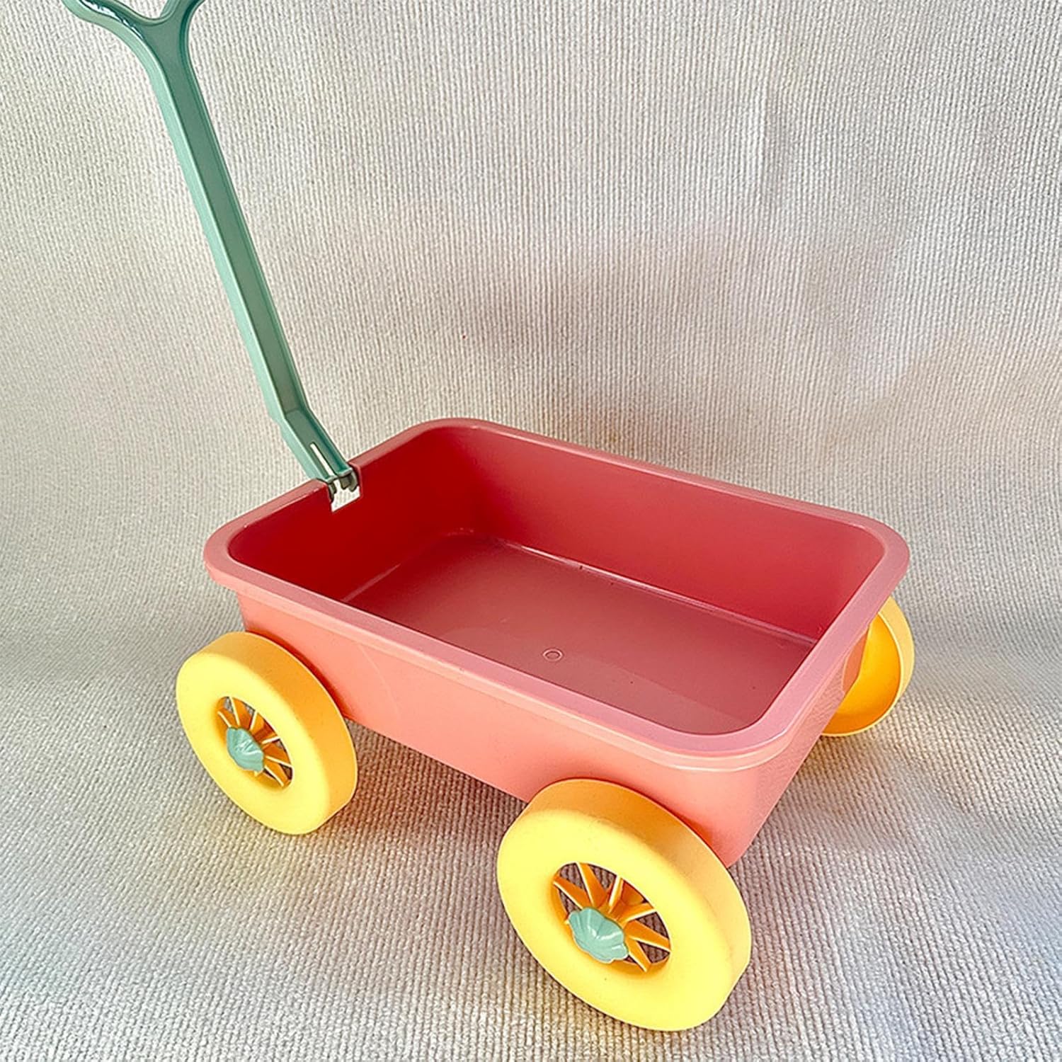 Pretend Play Wagon Kids Push Pull Wagon Beach Sand Cart Construction Vehicle PP Material Suitable Girls Backyard, Pink