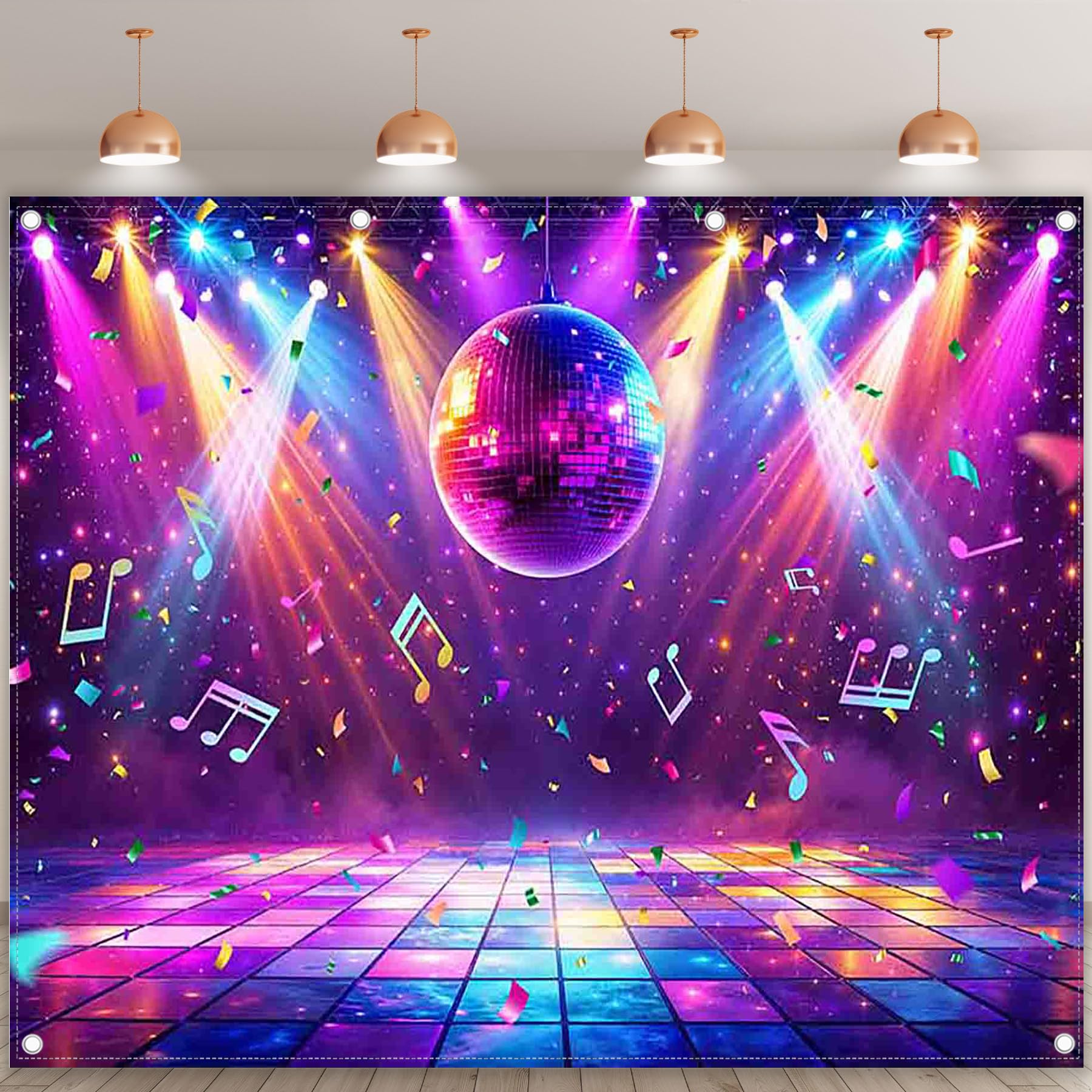 Luminora 3x2,4 m Hintergrund Discokugel Club Bühne 70-90er Musik Tanz