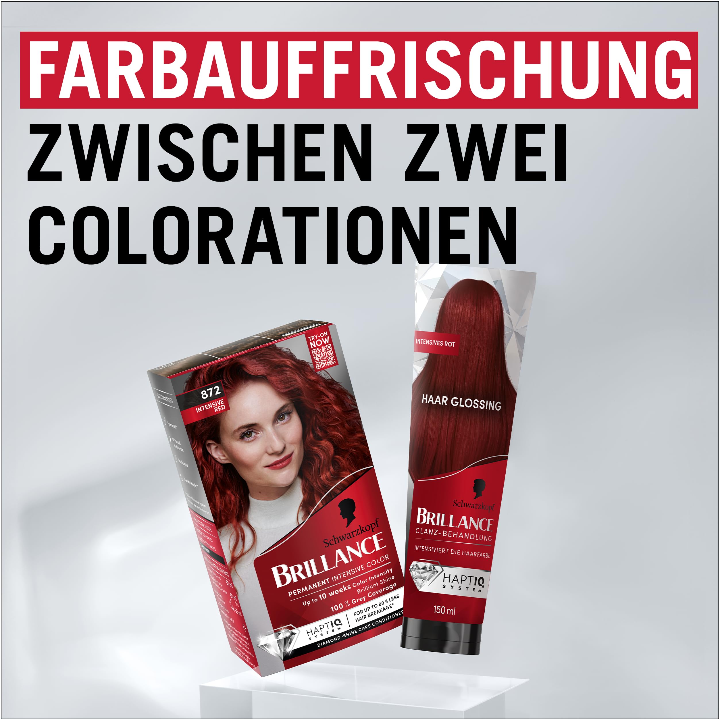 Brillance Leczenie połyskujące, intensywna czerwień (150 ml), tymczasowa farba do włosów, którą można stosować jak maskę do włosów, intensyfikuje kolor włosów do 6 myć