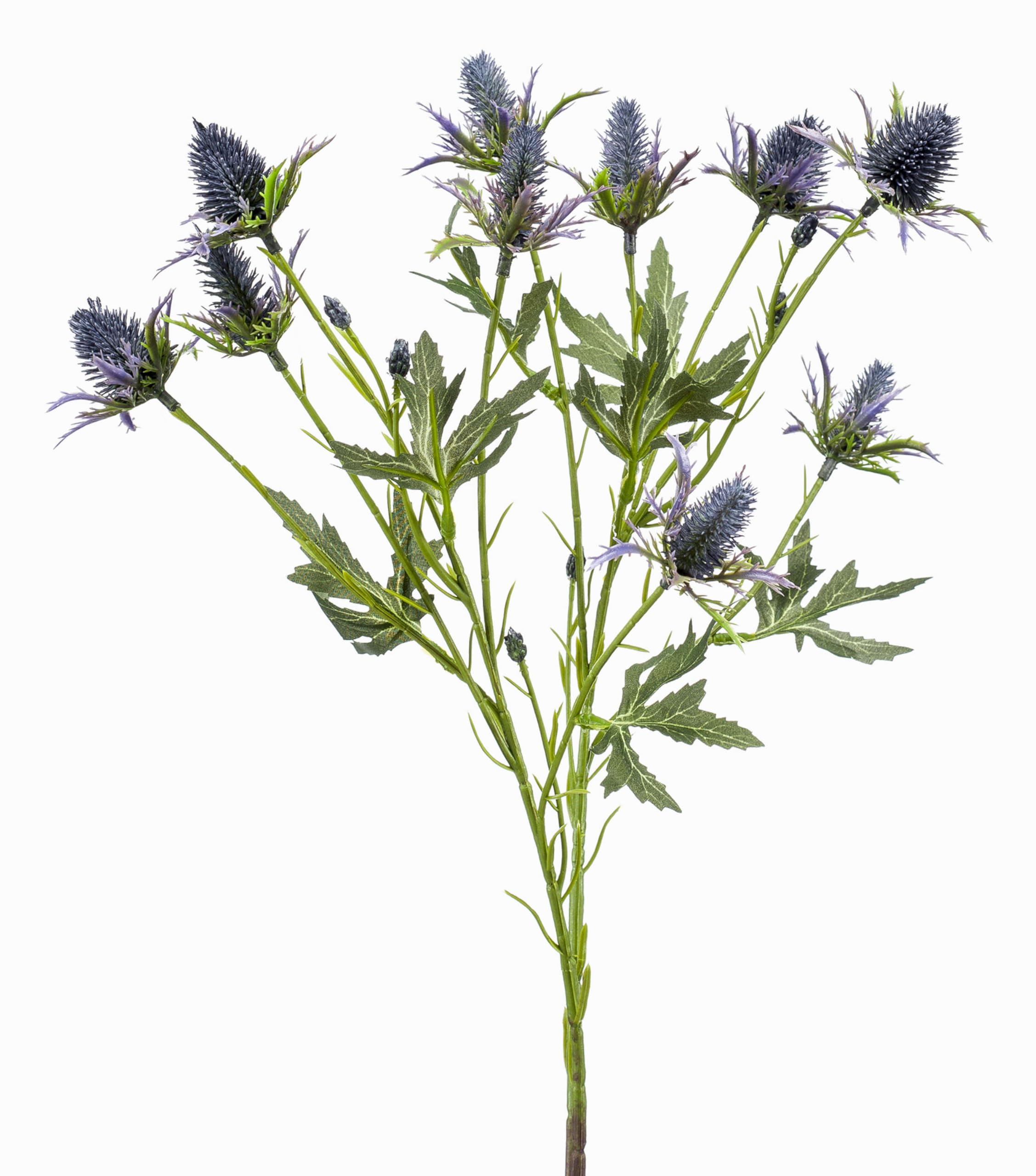 artplants.de Fake thistle branch CUACOS, blue, 70cm - Silk flower spray/Artificial flower stem