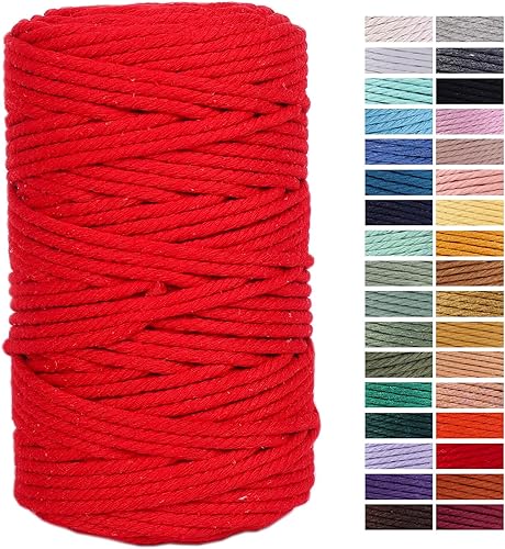 Miniatura 109 de Cuerda de macramé gris de 0.118 in x 109 yardas, cuerda de algodón de colores para colgar en la pared, colgadores de plantas, manualidades, tejer
