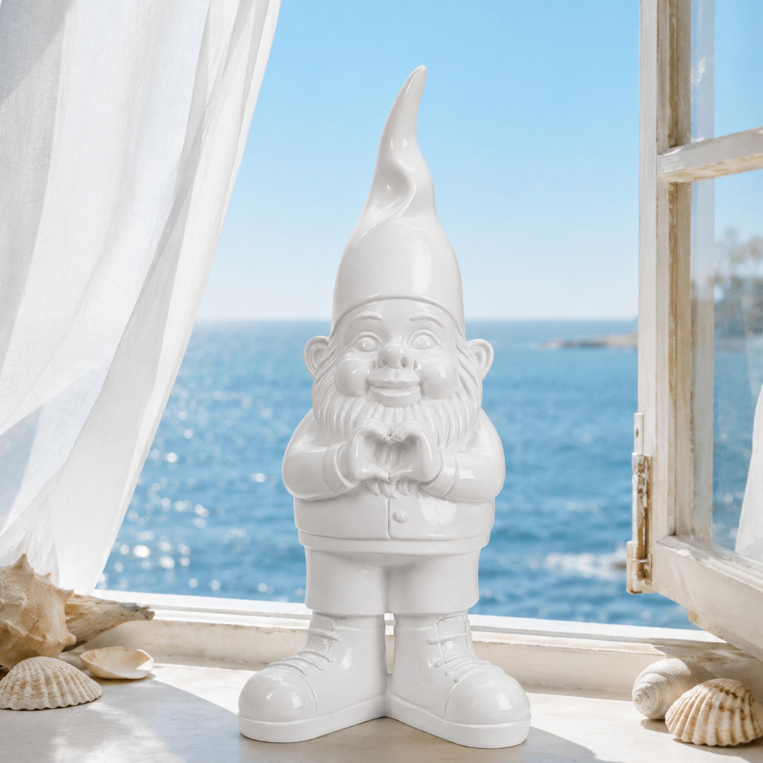Pommerntraum® | Gartenfigur Gartenzwerg Zwerg Herzhände Herz Dekofigur Gnom | Liebesgeschenk Dankesgeschenk Terrassendeko Balkondeko Campingdeko Wichtel Balkonfigur Troll Deko Sammlerfigur Statue TRISTAN