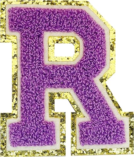 Miniatura 89 de Jongdari Letras termo-adhesivas para ropa, parche de letras de felpilla con brillantina del alfabeto, apliques para coser con adhesivo planchado, 8