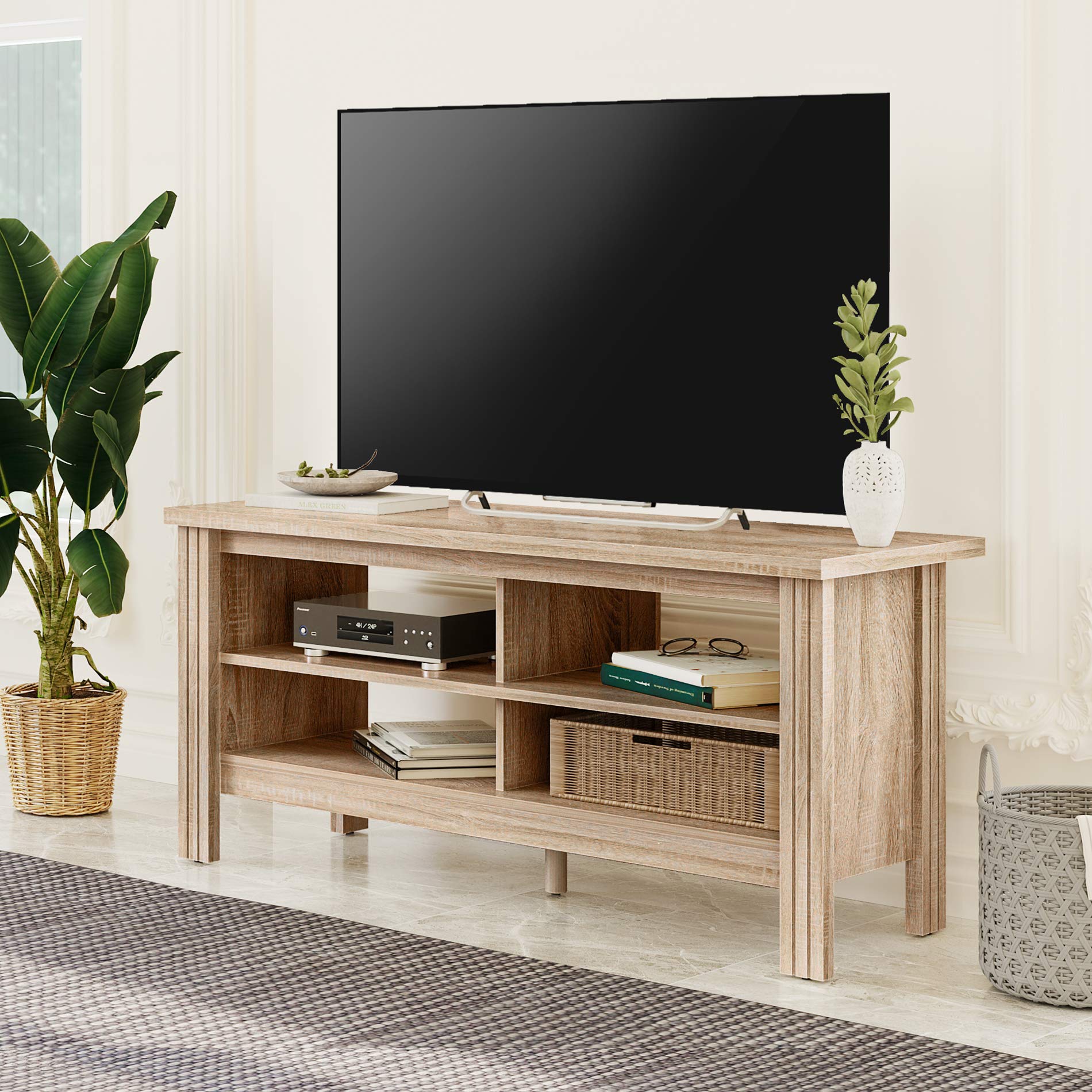 Buy WAMPAT TV Stand for 55 Inch TV, Wood Entertainment Center Media